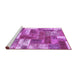 Sideview of Machine Washable Patchwork Purple Transitional Area Rugs, wshabs1358pur