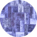 Round Patchwork Blue Transitional Rug, abs1358blu