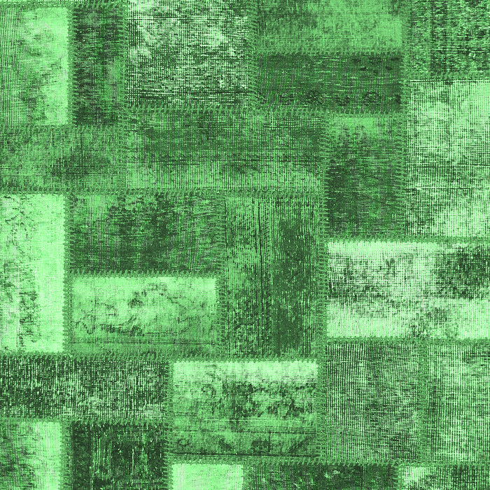 Machine Washable Patchwork Emerald Green Transitional Area Rugs, wshabs1358emgrn