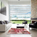 Square Machine Washable Abstract Red Rug in a Living Room, wshabs1358