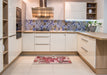 Abstract Red Patchwork Rug in a Kitchen, abs1358