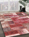 Abstract Red Patchwork Rug in Family Room, abs1358