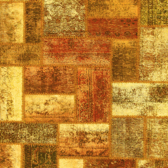 Machine Washable Patchwork Yellow Transitional Rug, wshabs1358yw