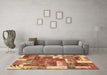 Machine Washable Patchwork Brown Transitional Rug in a Living Room,, wshabs1358brn