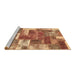 Sideview of Machine Washable Patchwork Brown Transitional Rug, wshabs1358brn