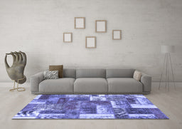 Machine Washable Patchwork Blue Transitional Rug in a Living Room, wshabs1358blu
