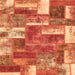 Square Machine Washable Patchwork Orange Transitional Area Rugs, wshabs1358org