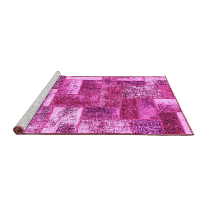 Sideview of Machine Washable Patchwork Pink Transitional Rug, wshabs1358pnk