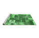 Sideview of Machine Washable Patchwork Emerald Green Transitional Area Rugs, wshabs1358emgrn