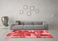Machine Washable Patchwork Red Transitional Rug, wshabs1358red
