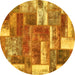 Round Patchwork Yellow Transitional Rug, abs1358yw