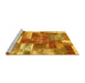 Sideview of Machine Washable Patchwork Yellow Transitional Rug, wshabs1358yw