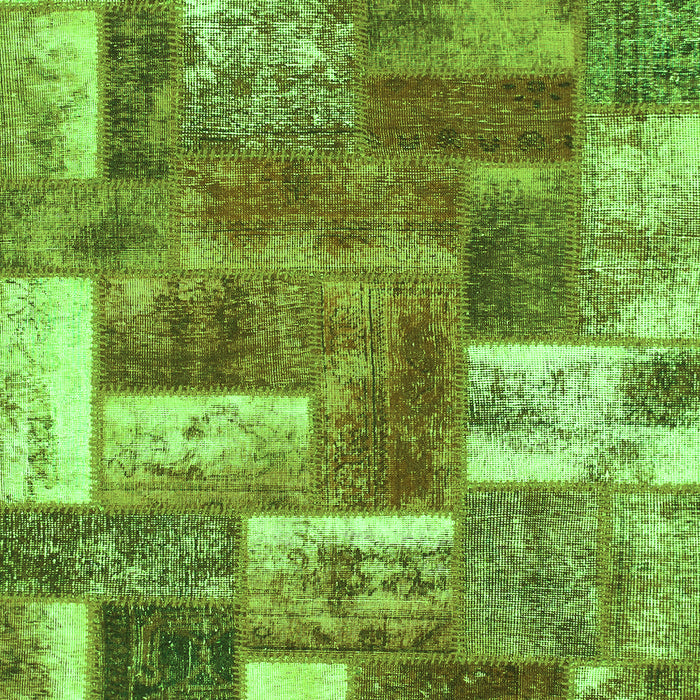 Machine Washable Patchwork Green Transitional Area Rugs, wshabs1358grn