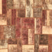 Square Machine Washable Patchwork Brown Transitional Rug, wshabs1358brn