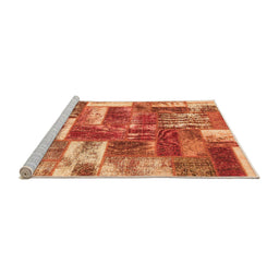 Sideview of Machine Washable Patchwork Orange Transitional Area Rugs, wshabs1358org