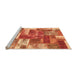 Sideview of Machine Washable Patchwork Orange Transitional Area Rugs, wshabs1358org