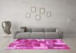 Machine Washable Patchwork Pink Transitional Rug in a Living Room, wshabs1358pnk