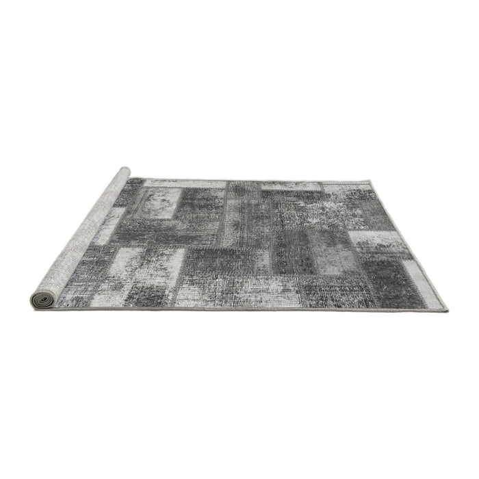 Sideview of Machine Washable Patchwork Gray Transitional Rug, wshabs1358gry