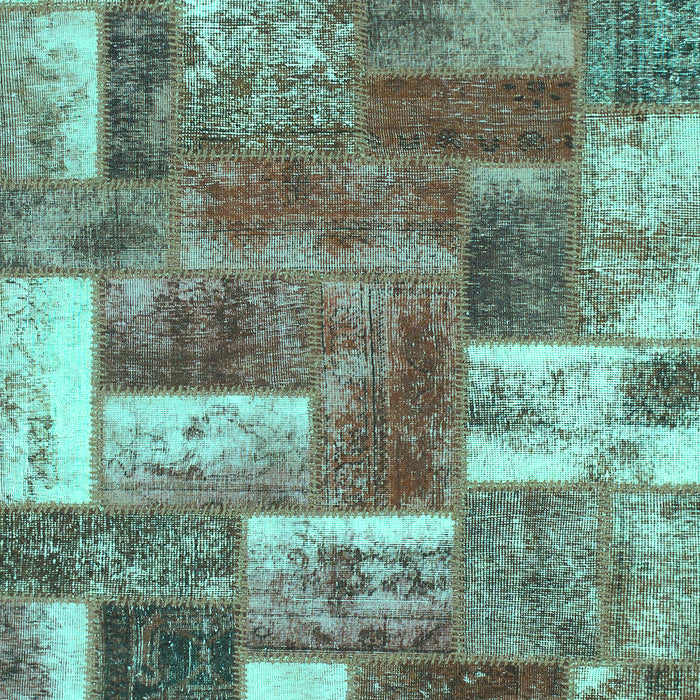 Machine Washable Patchwork Turquoise Transitional Area Rugs, wshabs1358turq