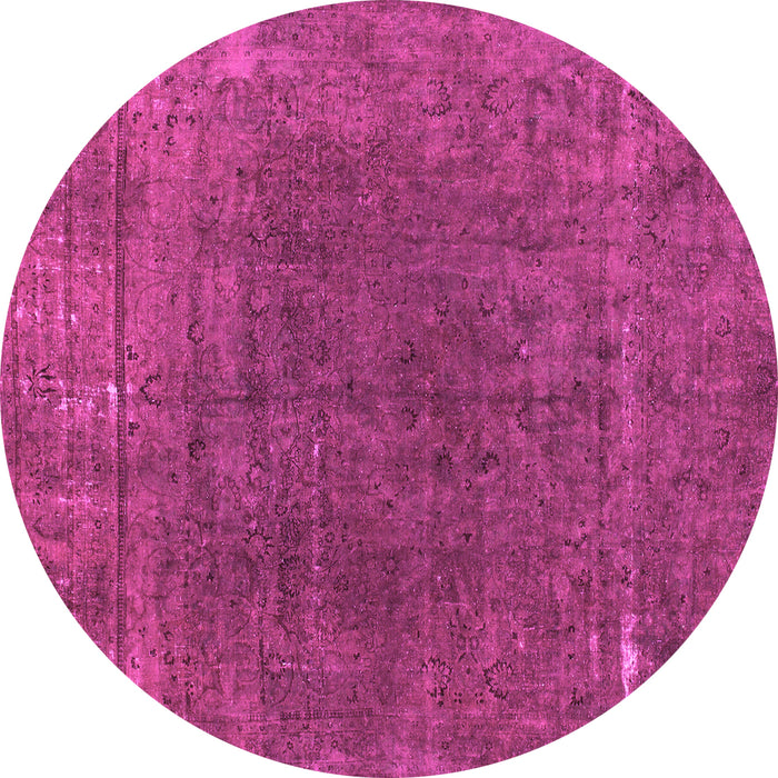 Round Machine Washable Abstract Pink Modern Rug, wshabs1359pnk
