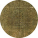 Round Abstract Hazel Green Modern Rug, abs1359