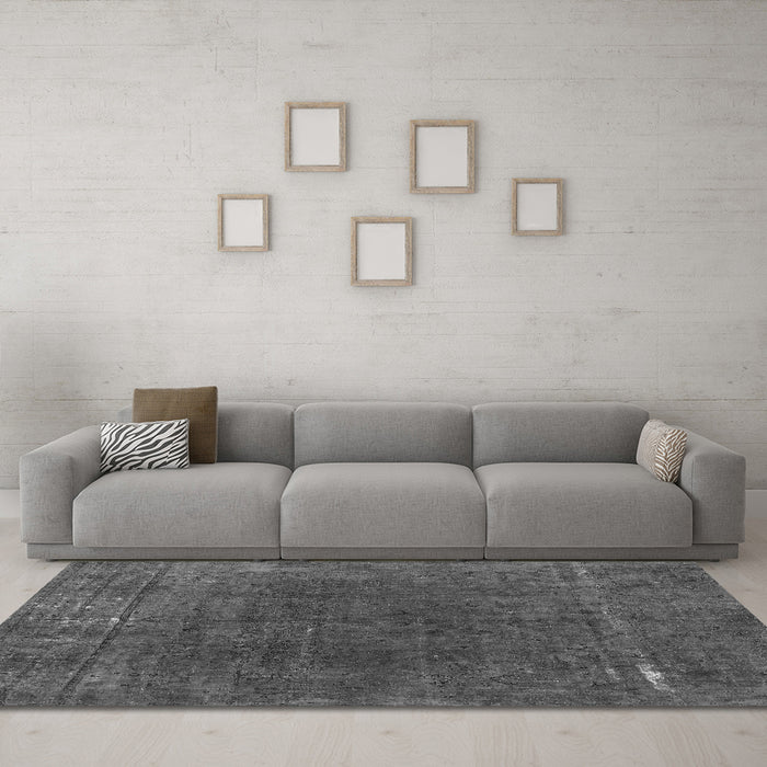 Machine Washable Abstract Gray Modern Rug in a Living Room,, wshabs1359gry