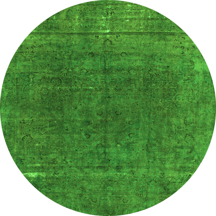 Round Machine Washable Abstract Green Modern Area Rugs, wshabs1359grn