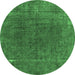 Round Abstract Emerald Green Modern Rug, abs1359emgrn