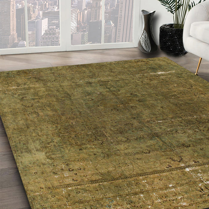 Abstract Hazel Green Modern Rug in Family Room, abs1359