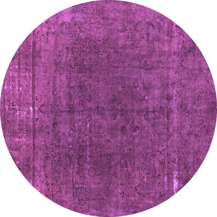 Round Machine Washable Abstract Purple Modern Area Rugs, wshabs1359pur