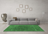 Machine Washable Abstract Emerald Green Modern Rug, wshabs1359emgrn