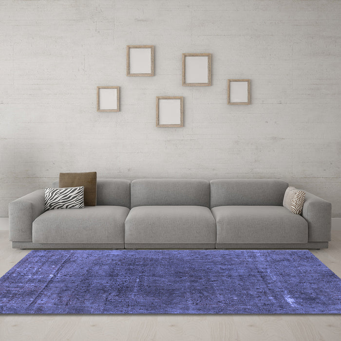 Machine Washable Abstract Blue Modern Rug in a Living Room, wshabs1359blu