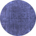 Round Abstract Blue Modern Rug, abs1359blu