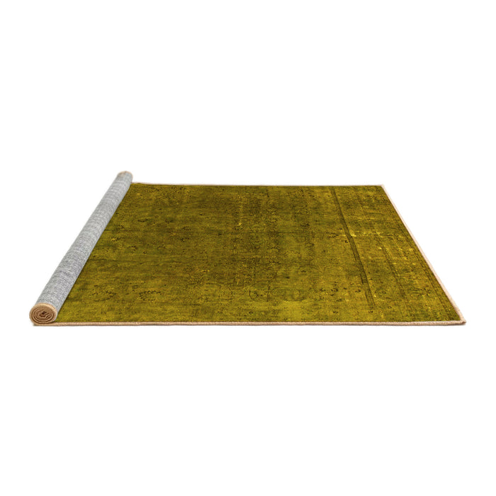 Sideview of Machine Washable Abstract Yellow Modern Rug, wshabs1359yw