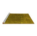 Sideview of Machine Washable Abstract Yellow Modern Rug, wshabs1359yw