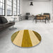 Round Abstract Dark Bisque Brown Solid Rug in a Office, abs135