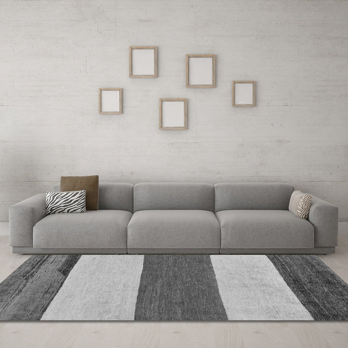 Machine Washable Solid Gray Modern Rug in a Living Room,, wshabs135gry