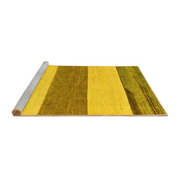 Sideview of Machine Washable Solid Yellow Modern Rug, wshabs135yw