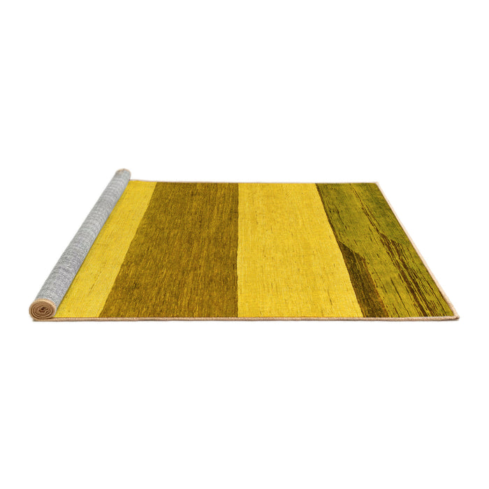 Sideview of Machine Washable Solid Yellow Modern Rug, wshabs135yw