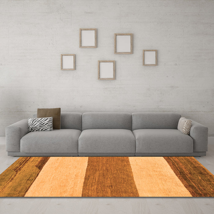 Machine Washable Solid Orange Modern Area Rugs in a Living Room, wshabs135org