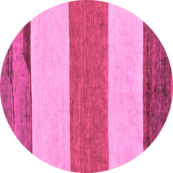 Round Machine Washable Solid Pink Modern Rug, wshabs135pnk