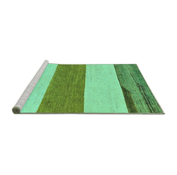 Sideview of Machine Washable Solid Turquoise Modern Area Rugs, wshabs135turq