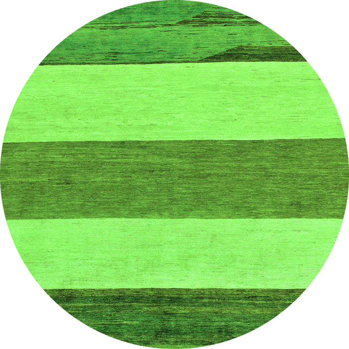 Round Machine Washable Solid Green Modern Area Rugs, wshabs135grn
