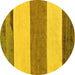 Round Solid Yellow Modern Rug, abs135yw