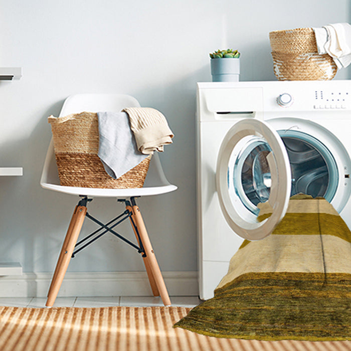 Machine Washable Abstract Dark Bisque Brown Rug in a Washing Machine, wshabs135