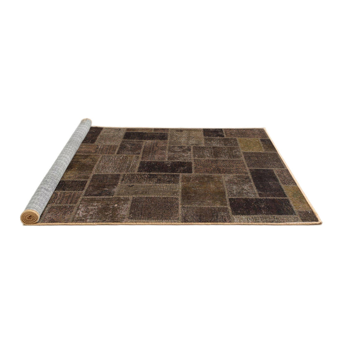 Sideview of Machine Washable Abstract Bakers Brown Rug, wshabs1360