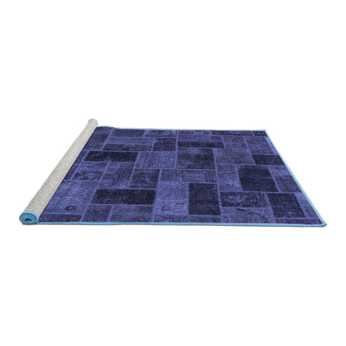 Sideview of Machine Washable Abstract Blue Modern Rug, wshabs1360blu