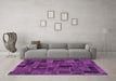 Machine Washable Abstract Purple Modern Area Rugs in a Living Room, wshabs1360pur