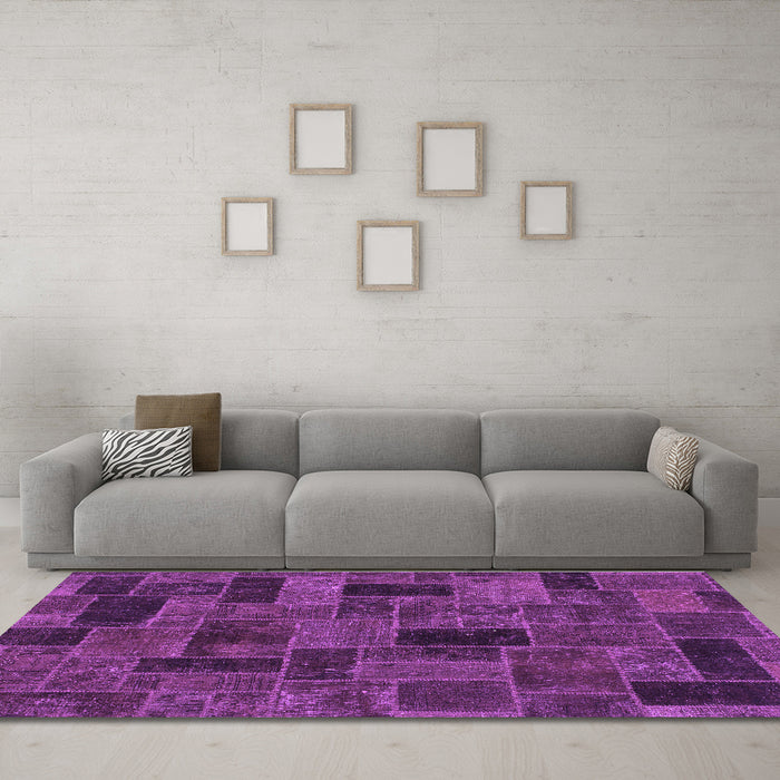 Machine Washable Abstract Purple Modern Area Rugs in a Living Room, wshabs1360pur