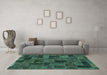 Machine Washable Abstract Turquoise Modern Area Rugs in a Living Room,, wshabs1360turq